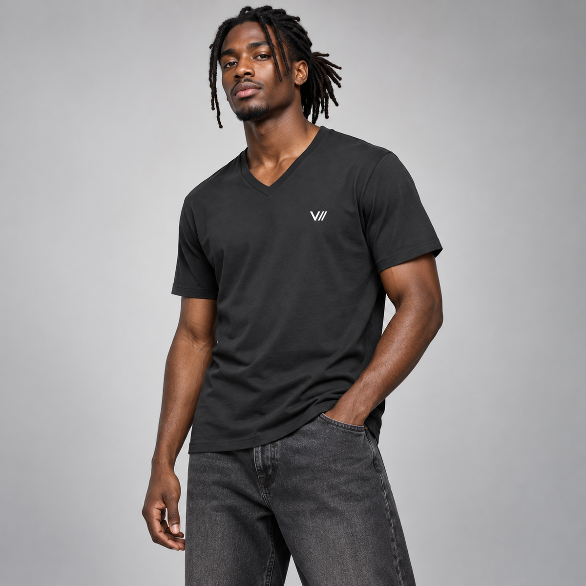 V// CHILL Herren Premium Bio V-Neck T-Shirt