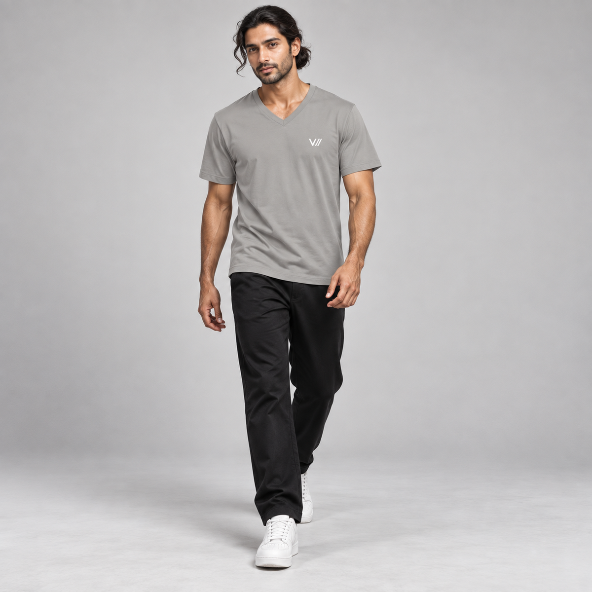 V// CHILL Herren Premium Bio V-Neck T-Shirt