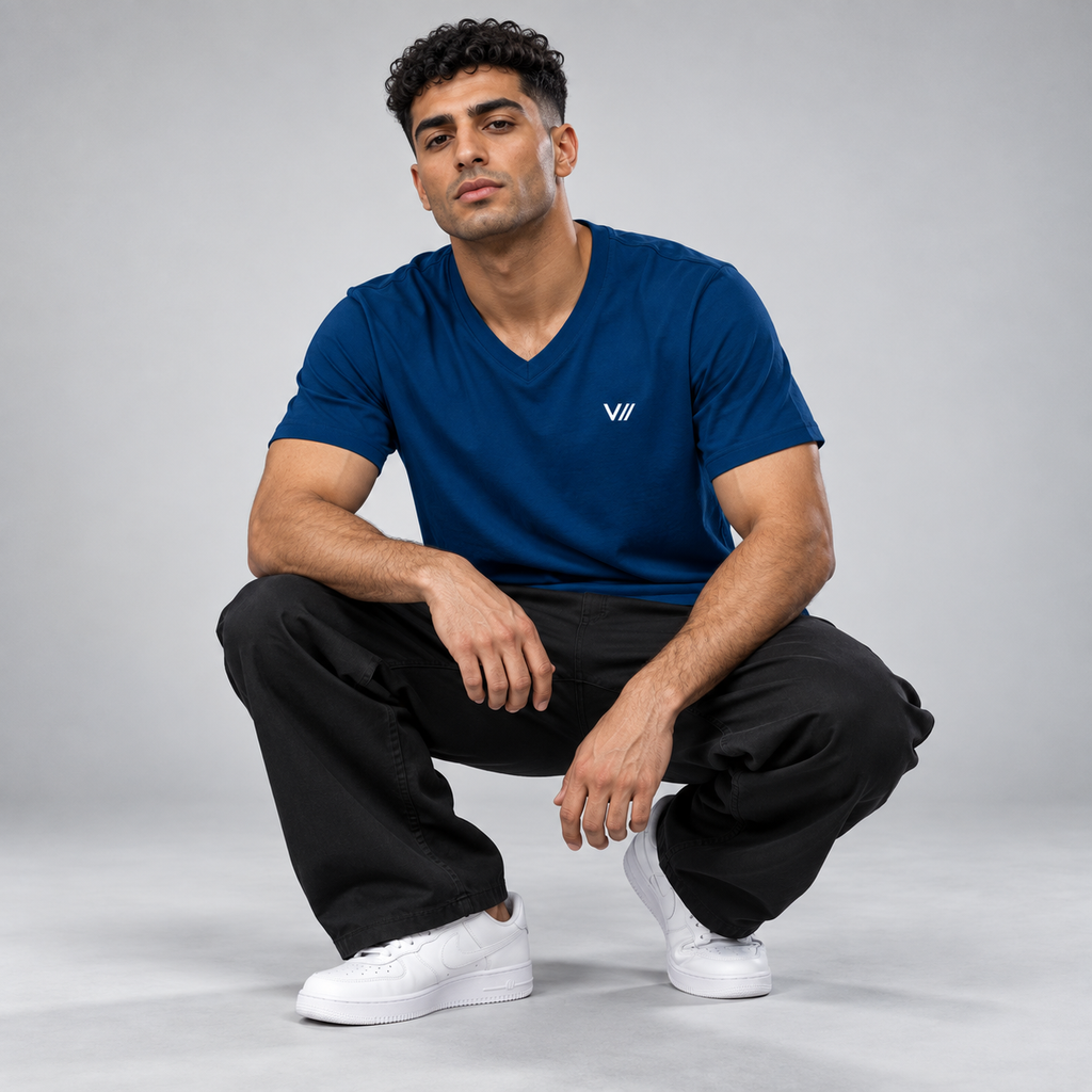 V// CHILL Herren Premium Bio V-Neck T-Shirt
