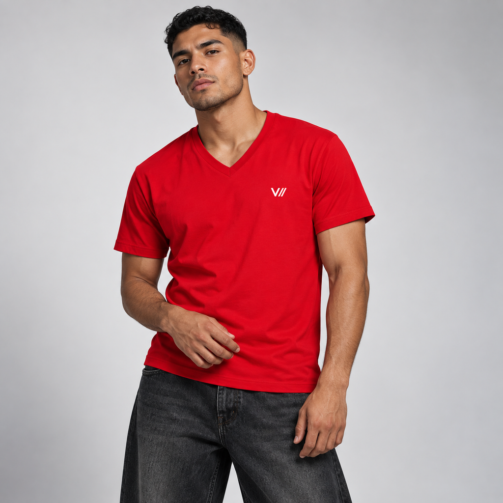 V// CHILL Herren Premium Bio V-Neck T-Shirt