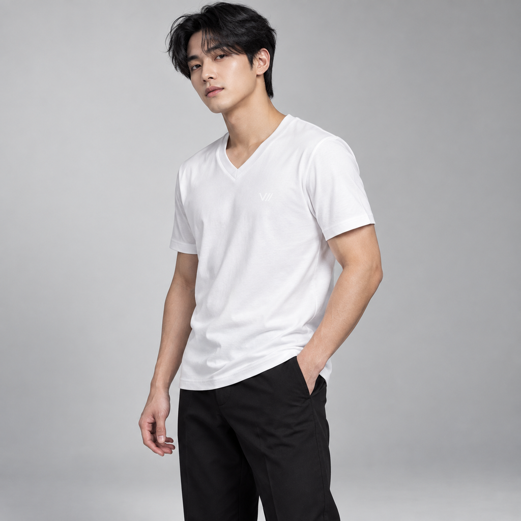 V// CHILL Herren Premium Bio V-Neck T-Shirt