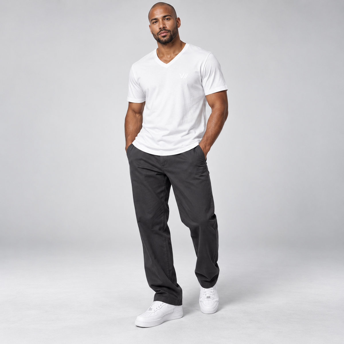 V// CHILL Herren Premium Bio V-Neck T-Shirt