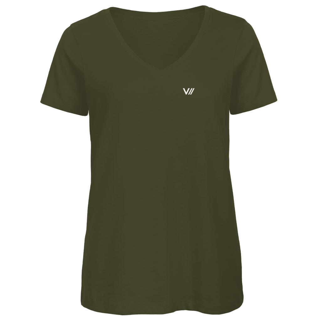 V// CHILL Damen Premium Bio V-Neck T-Shirt