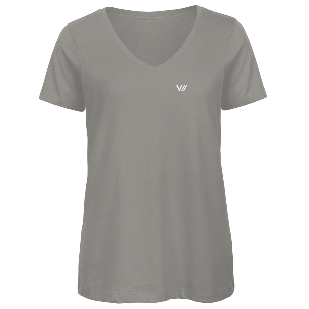 V// CHILL Damen Premium Bio V-Neck T-Shirt