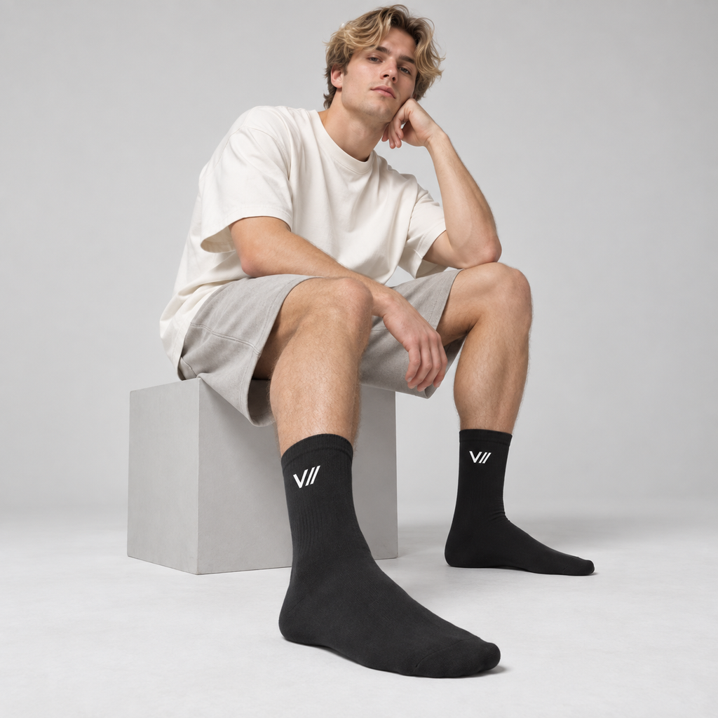 V// SOCKS Crew Socken BASIC schwarz