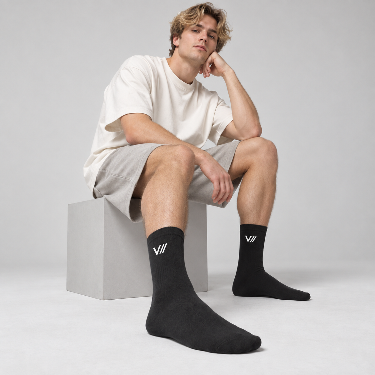 V// SOCKS Crew Socken BASIC schwarz