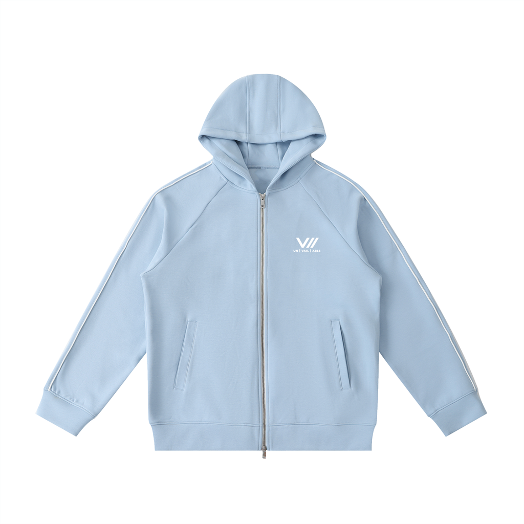 V// HEAVY Thick Raglan Sleeve Zip Hoodie - Unisex