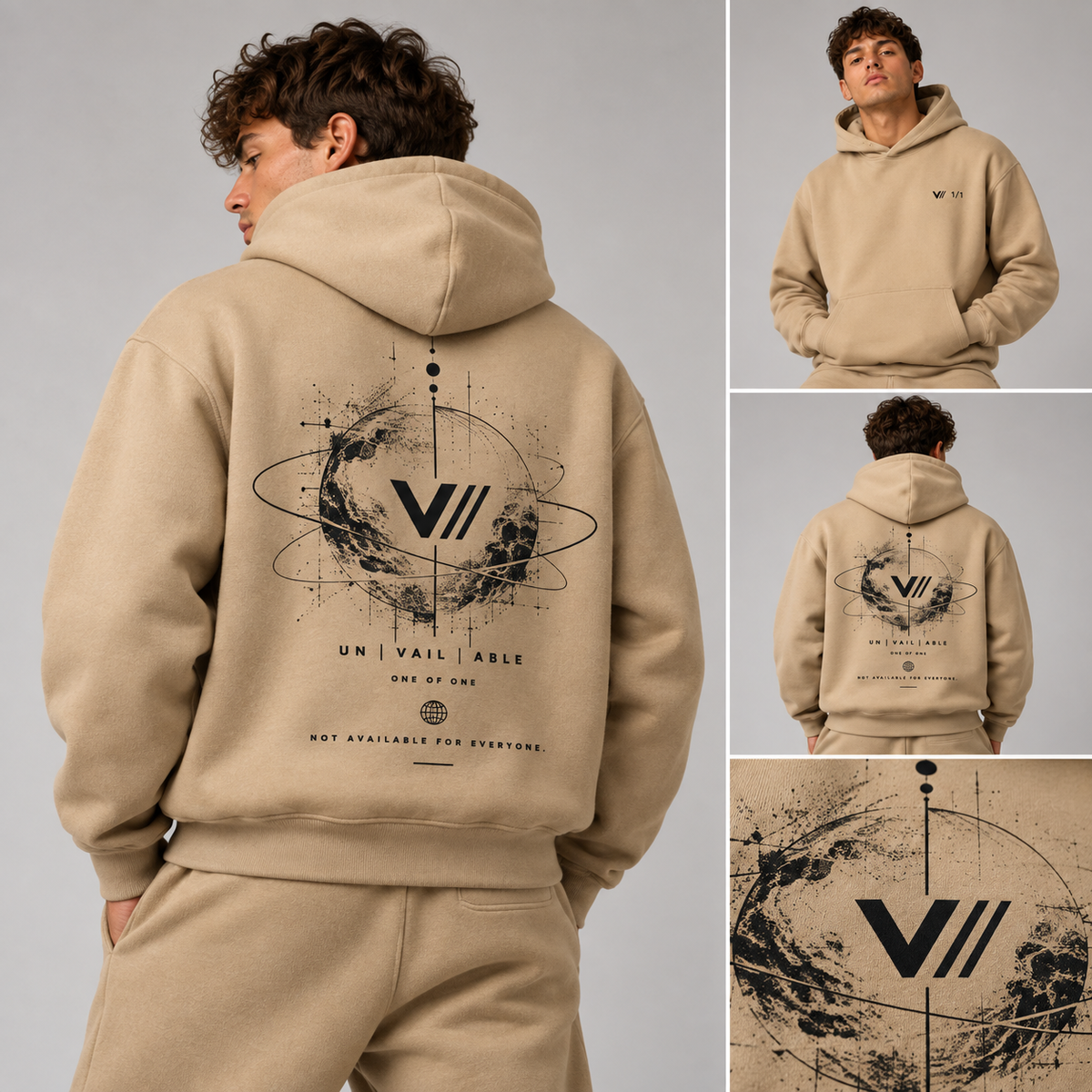 V// ONE OF ONE Hoodie ohne Kordel "ONEWORLD1"