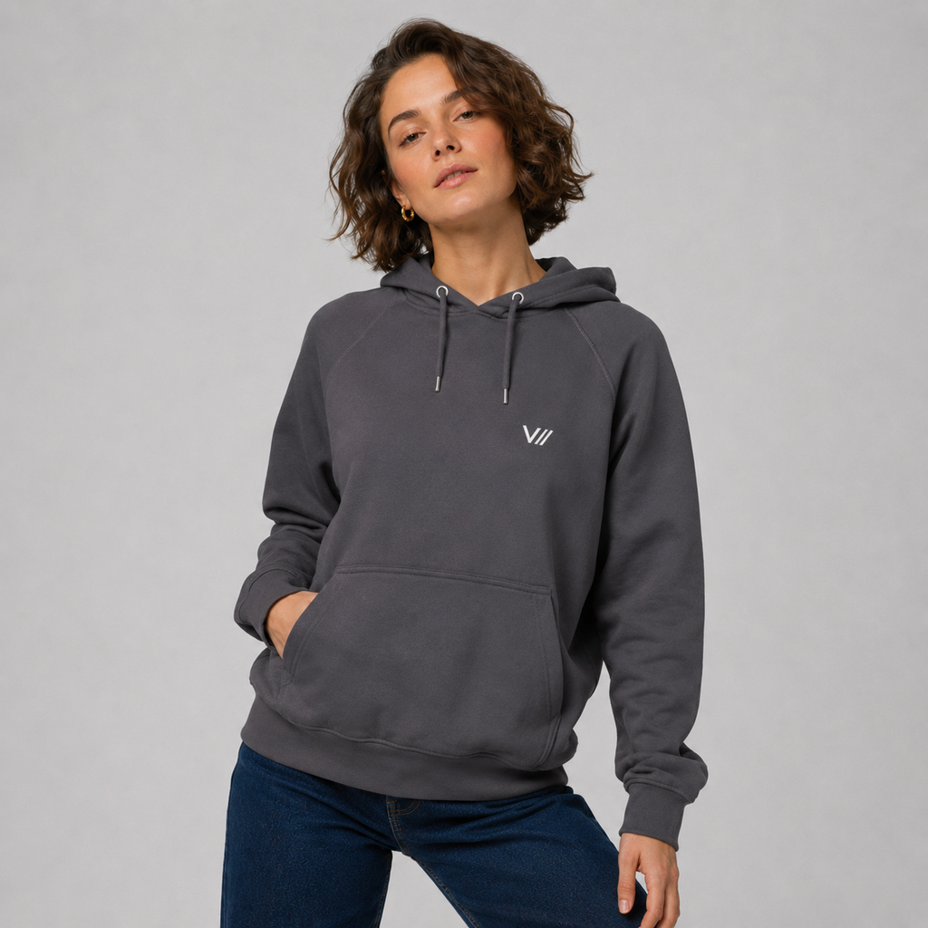 V// DROP Bio-Raglan-Hoodie Unisex - logo small