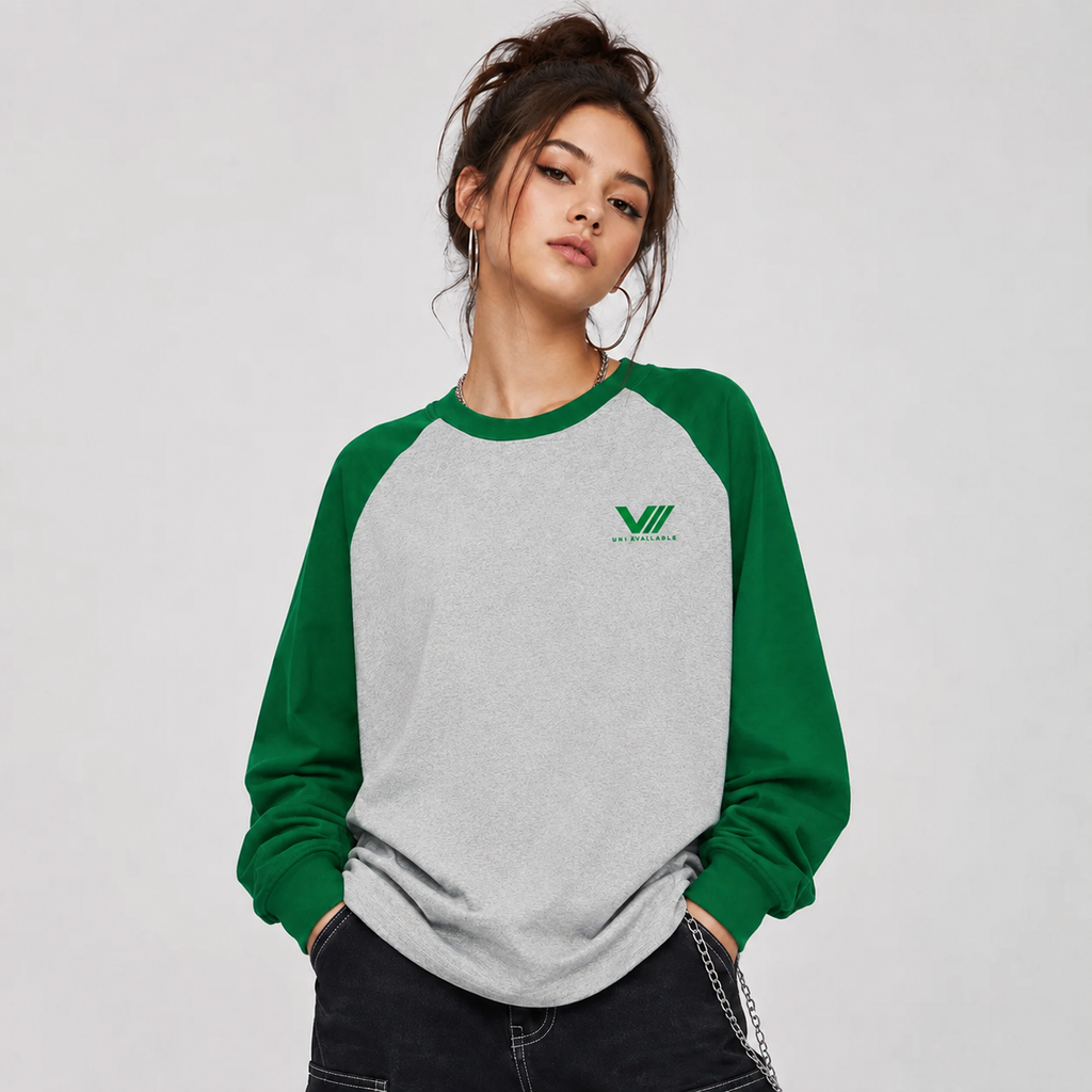 V// CHILL Color-Blocked Raglan Long-Sleeve green