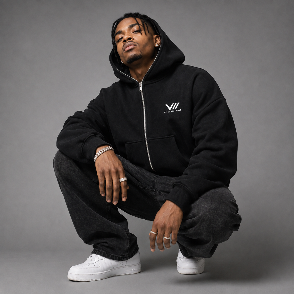 V// GETOUTHERE Fleeced Full-Zip Boxy Hoodie - Men