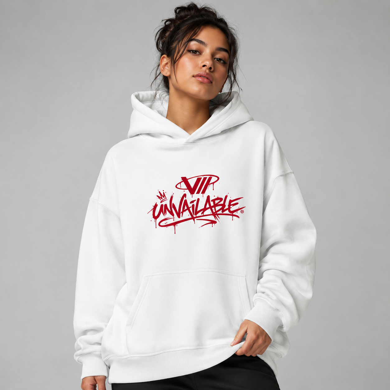 V// DROP Oversize Hoodie Ohne Kordel - UNVAILABLE RED PROD