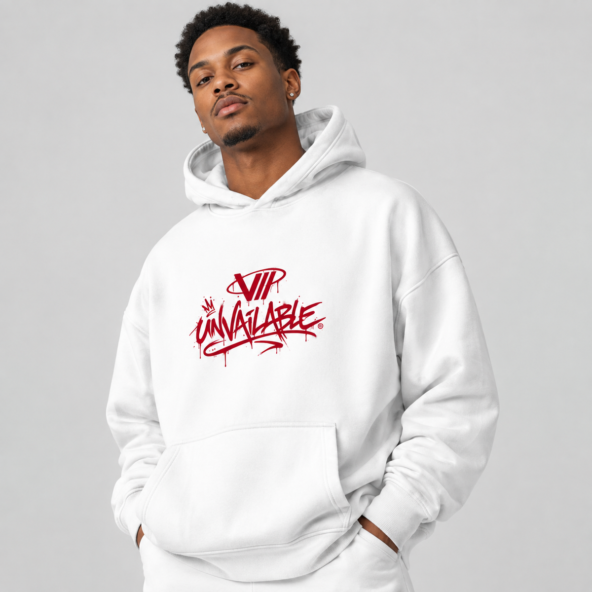 V// DROP Oversize Hoodie Ohne Kordel - UNVAILABLE RED PROD