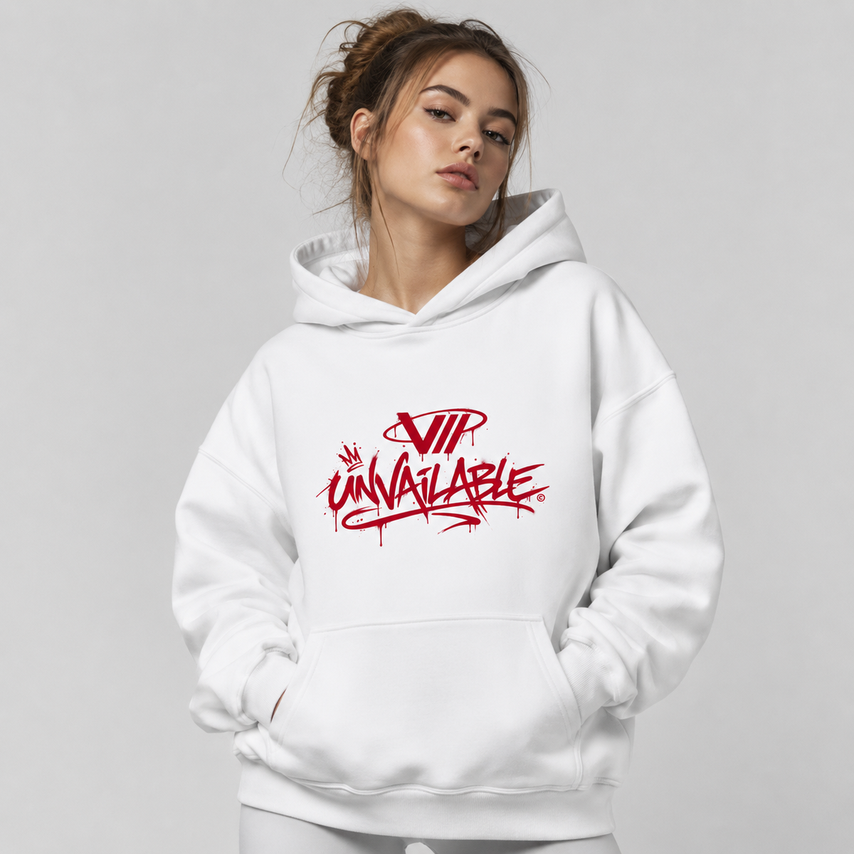 V// DROP Oversize Hoodie Ohne Kordel - UNVAILABLE RED PROD
