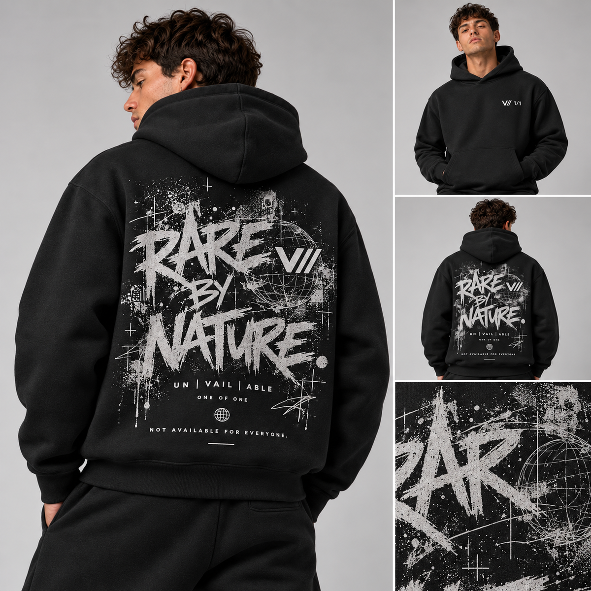 V// ONE OF ONE Hoodie ohne Kordel "RAREBYNATURE1"